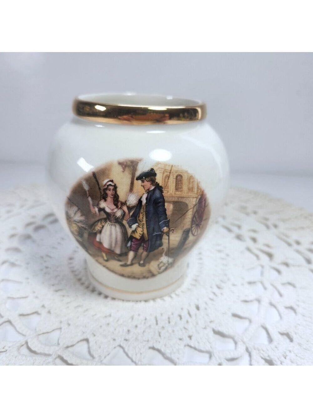 Crown Devon Fieldings Vase Cries of London Who'll Buy My Lavender Gold Gilt 4"